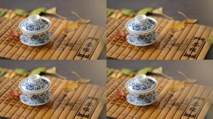 竹简三才杯盖碗茶中国茶文化