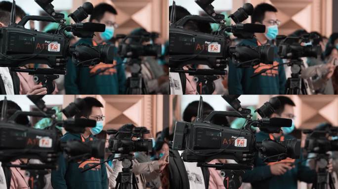 4K新闻发布会摄像记者工作空镜
