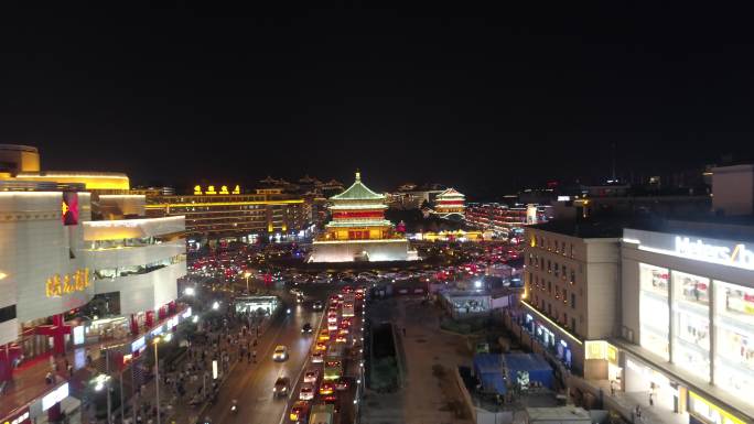 西安钟楼西安夜景东大街