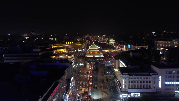 西安钟楼西安夜景东大街