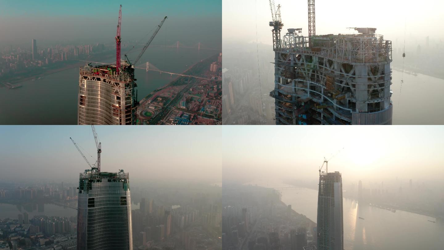 武汉绿地606建筑施工航拍