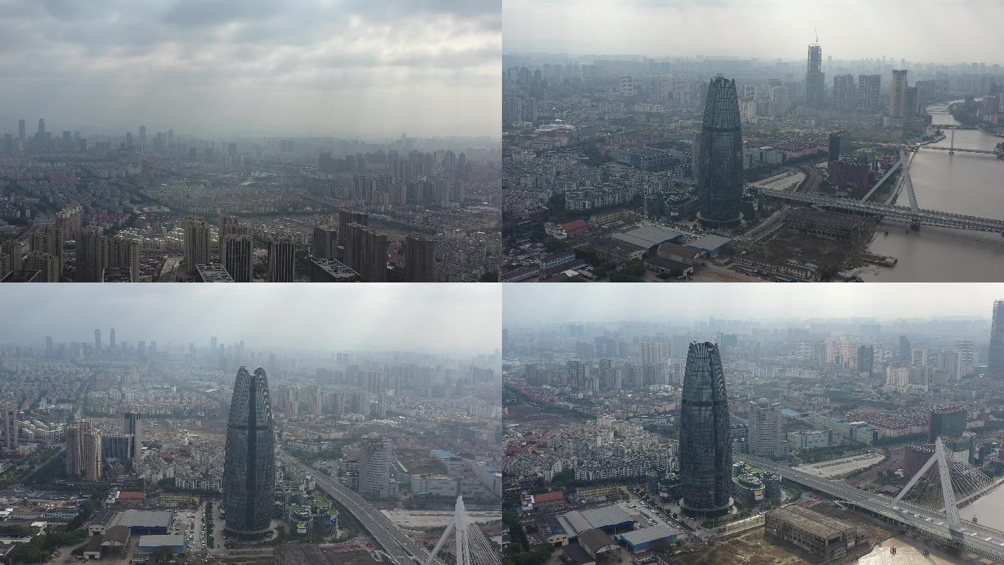 宁波玉米楼三江口东部新城有雾霾