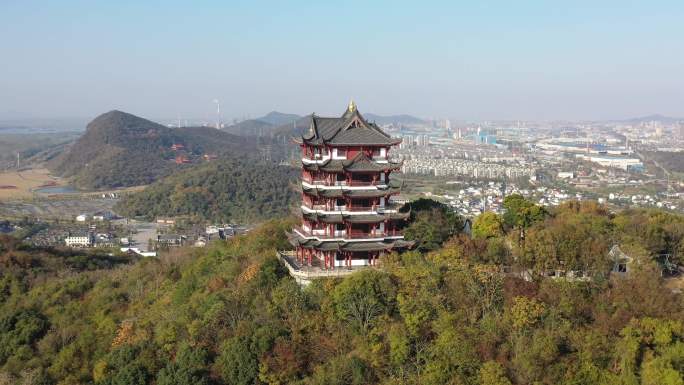 安徽马鞍山采石矶航拍