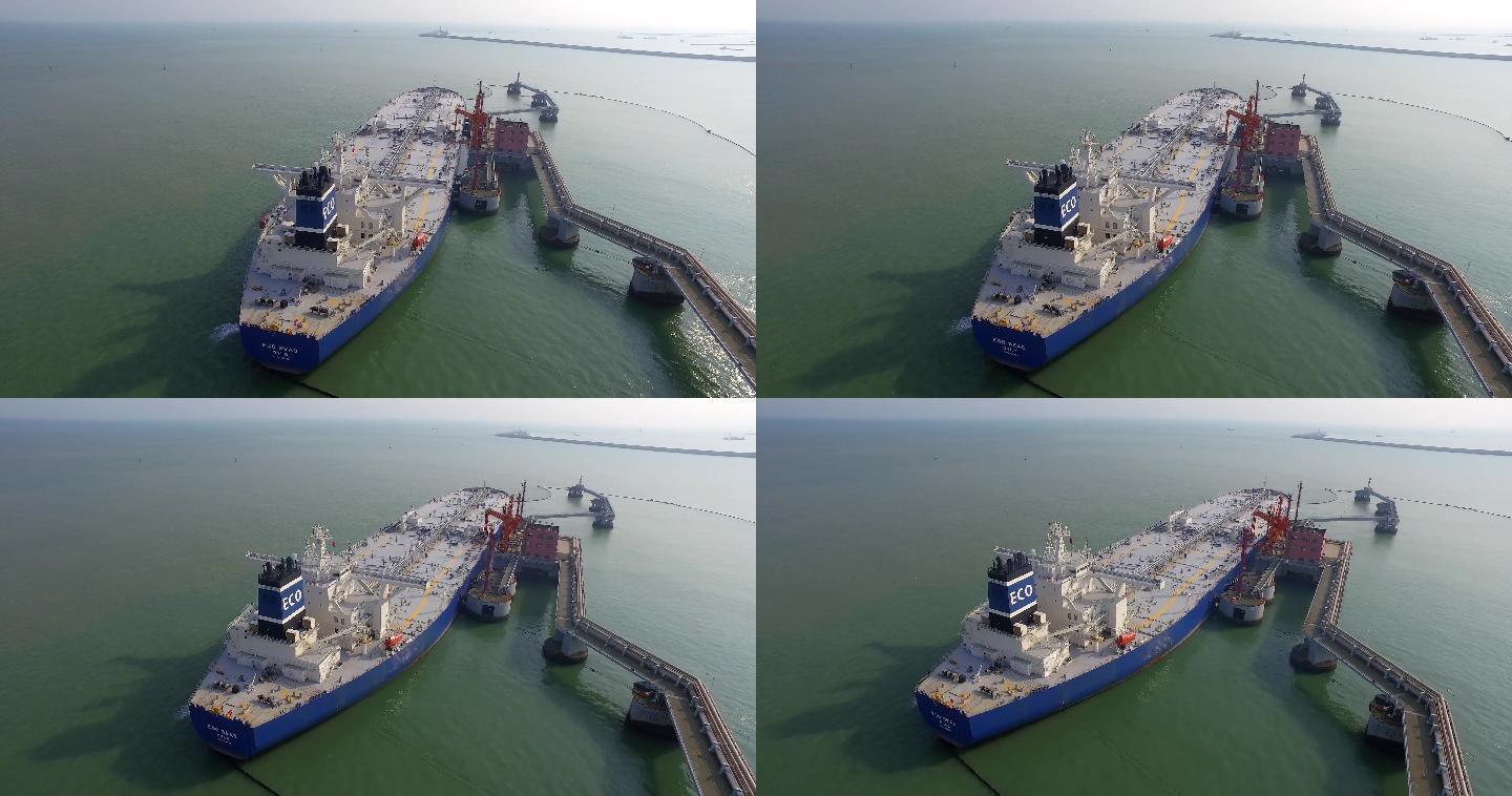4K航拍30万吨油轮原油码头
