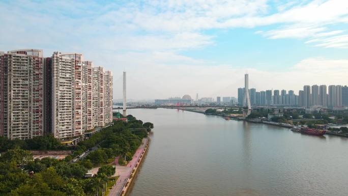 广州珠江景高楼大厦码头4k航拍