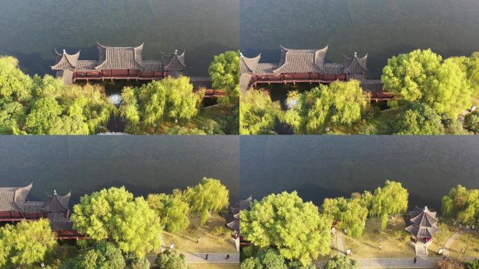 南京莫愁湖公园航拍