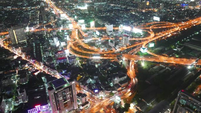 实拍全景泰国曼谷城市夜景