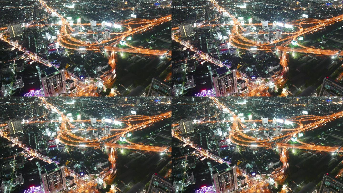 实拍全景泰国曼谷城市夜景