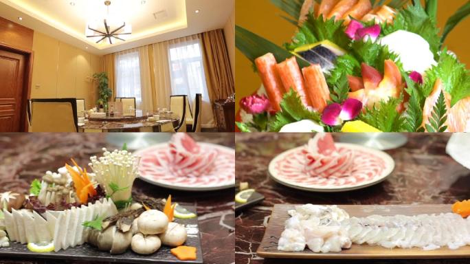 酒店环境菜品美食刺身海鲜菜品展示