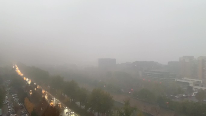 城市大雾空气污染延时北京4k