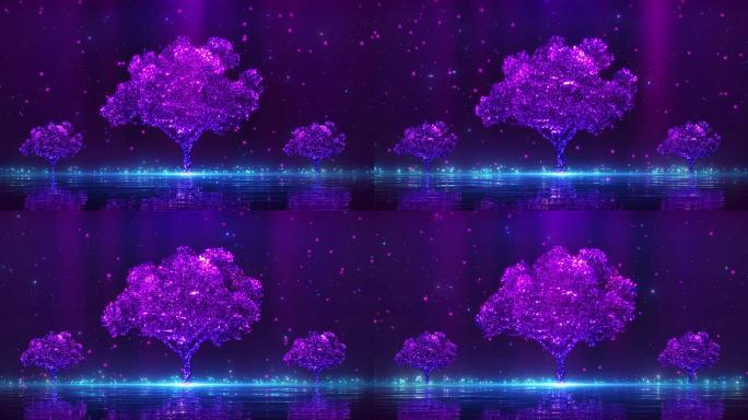 4K紫色树舞台循环
