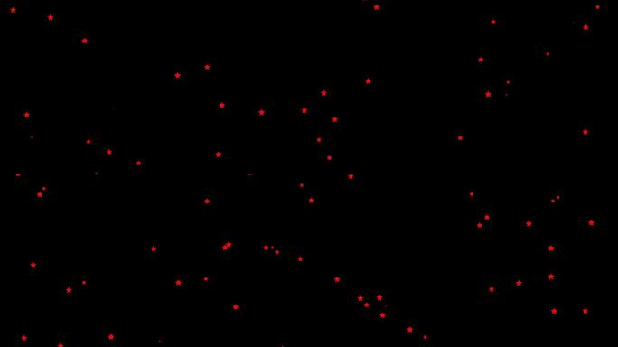 4K漂浮的红色五角星无缝循环带通道