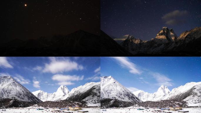 西藏比如的雪山星空延时