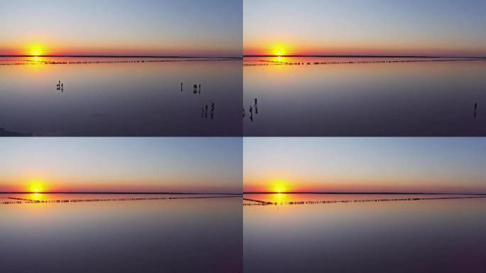 4K天空之境湖泊盐湖夕阳大海人群