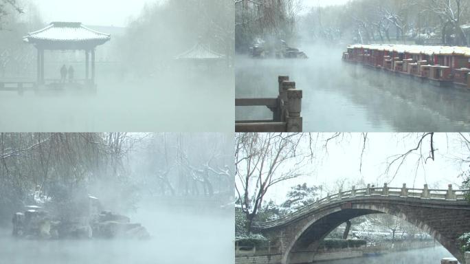 高清济南护城河雪景