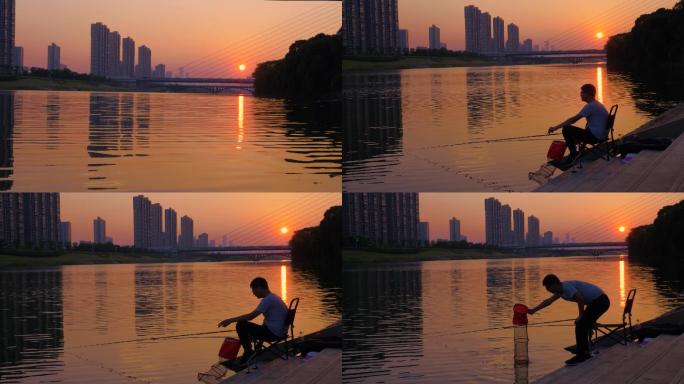 【原创】夕阳下孤独的钓鱼身影