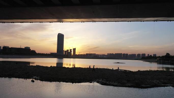 西安浐灞城市夜景航拍