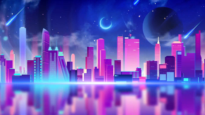 浪漫流星炫彩城市走屏LED舞台背景视频