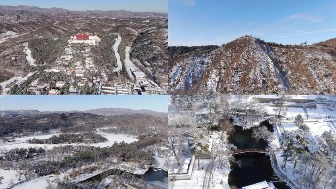 避暑山庄及周围寺庙冬季雪景航拍