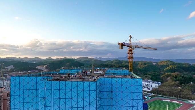 原创可商用4K延时蓝天白云建筑工程
