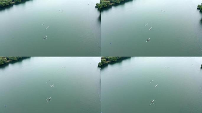 自然城市风光杭州西湖帆船