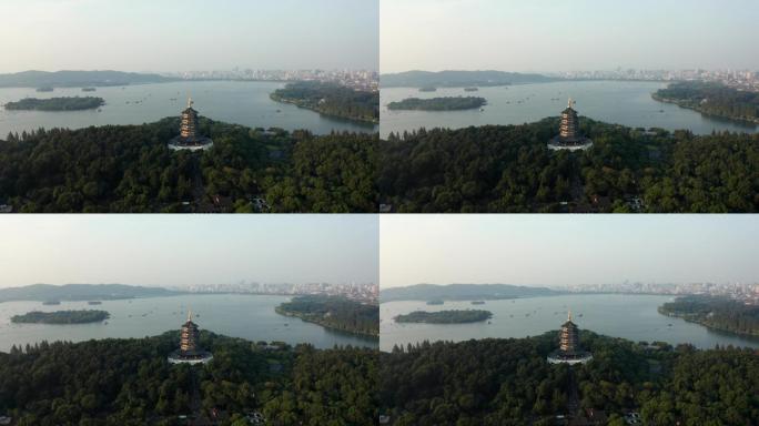 自然建筑城市风光杭州西湖雷峰塔
