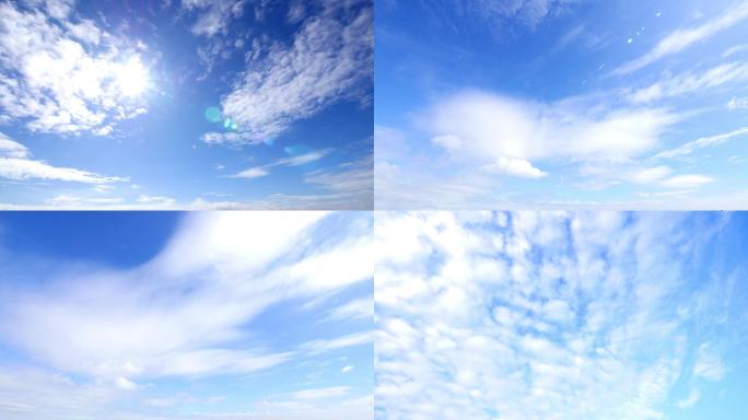蓝天白云云层流动延时摄影多组