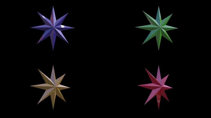 4k八角形星星四种颜色星星
