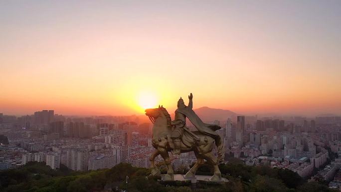 福建省泉州市城市郑成功夕阳日落