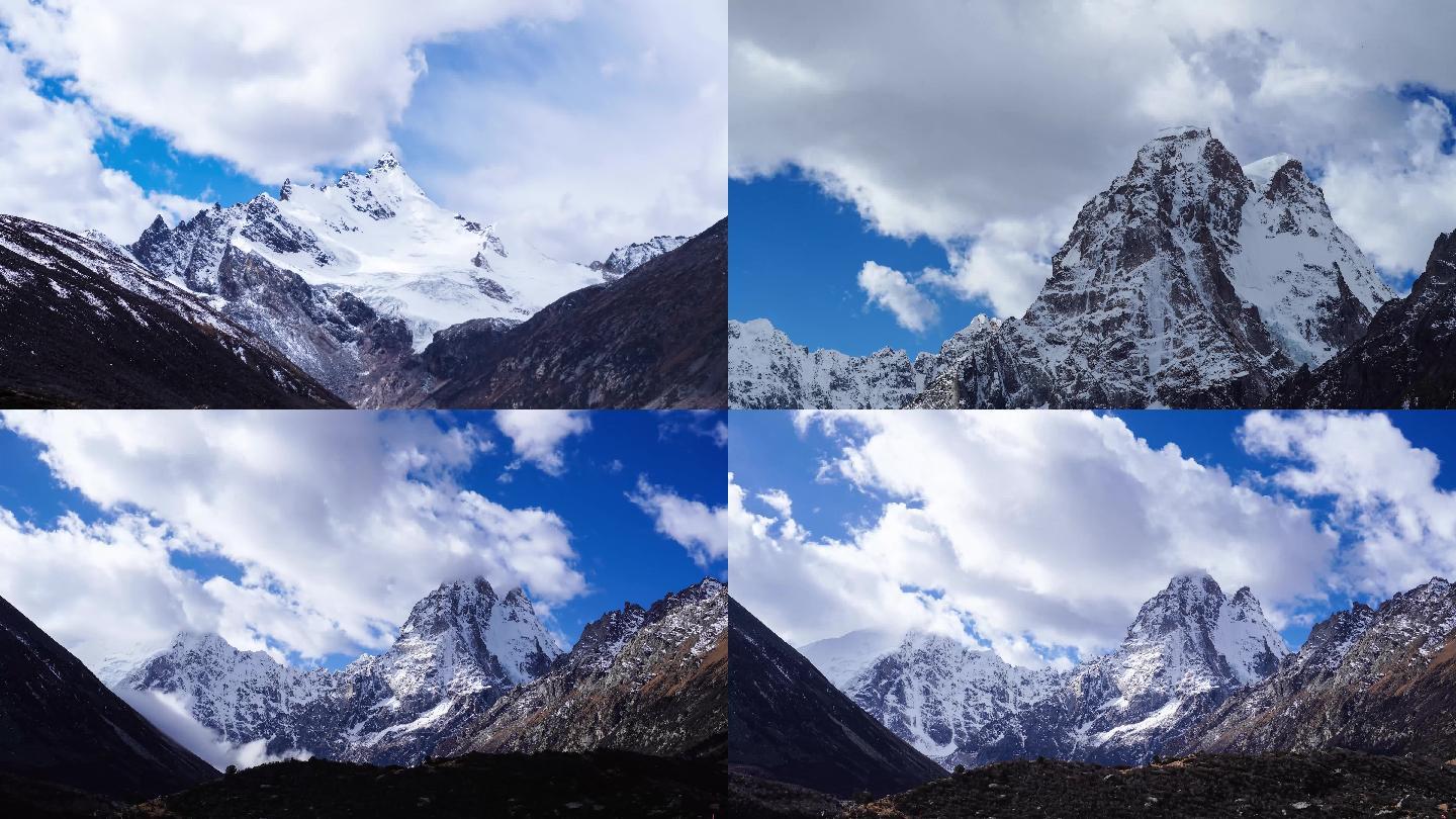 西藏雪域高原的雪山白云延时