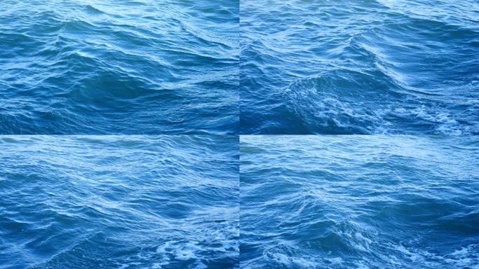 实拍船上的视角看蓝色海浪