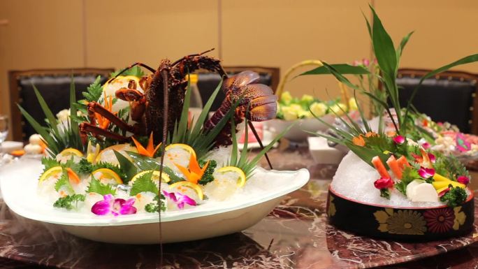 各种海鲜鱼类-一桌美食-火锅食材