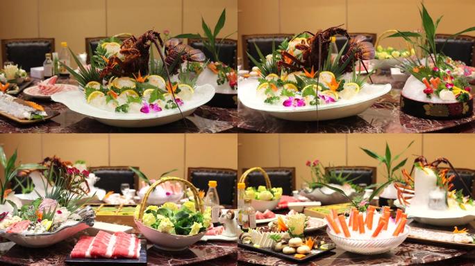 各种海鲜鱼类-一桌美食-火锅食材
