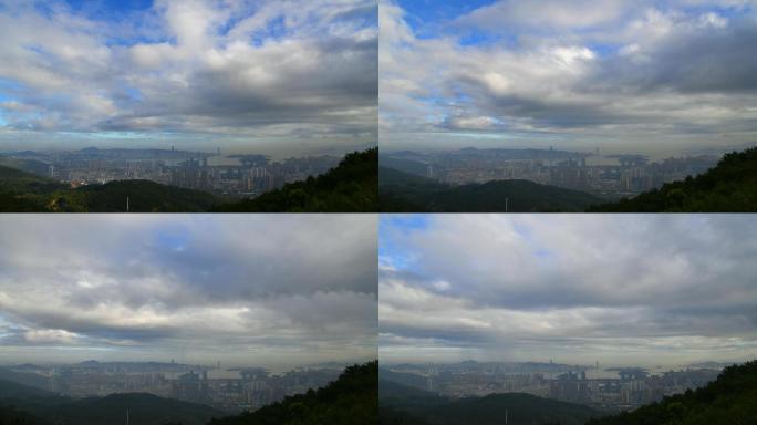 城市上空的风云变幻4k延时摄影