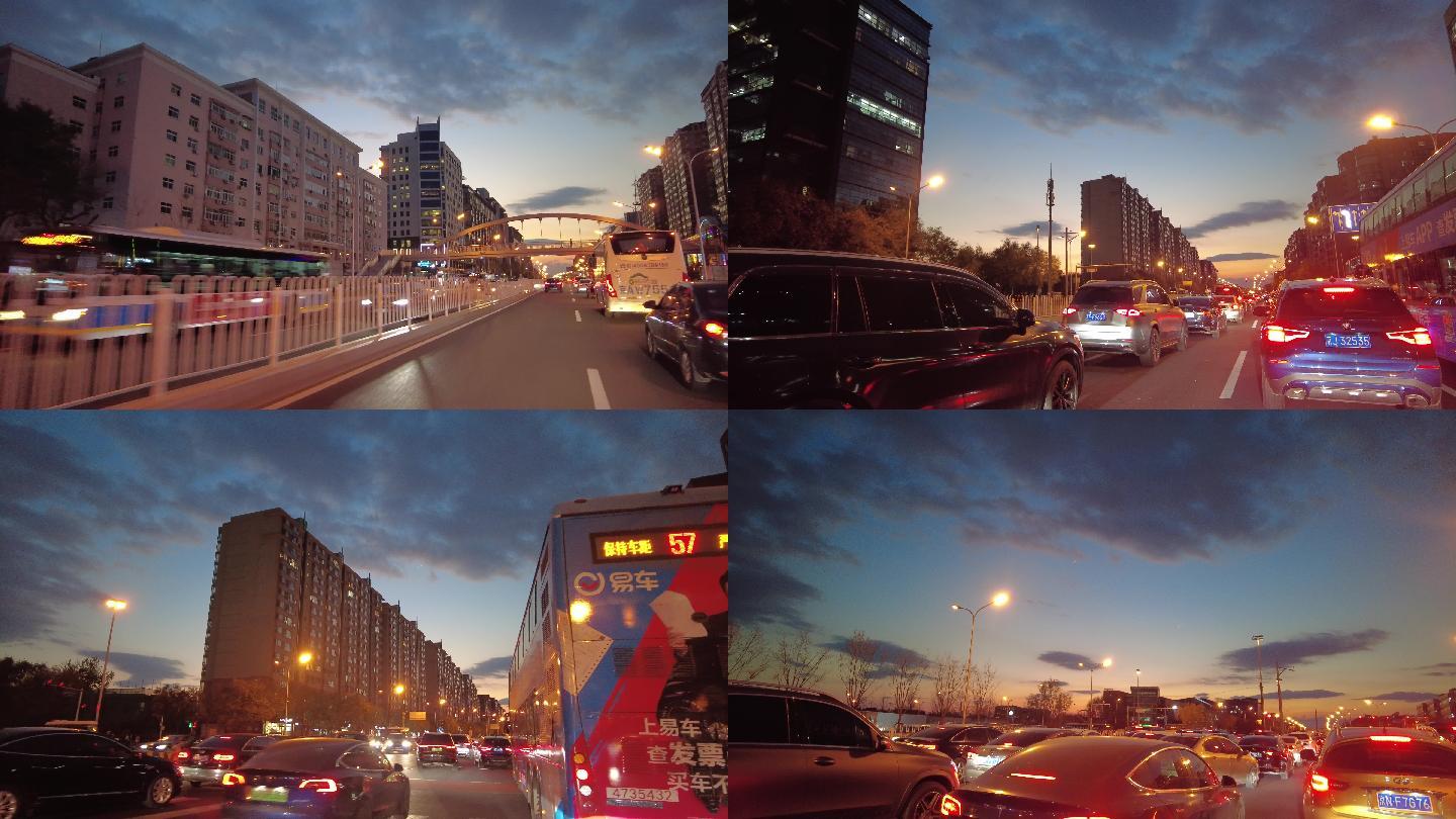 北京傍晚车行延时摄影
