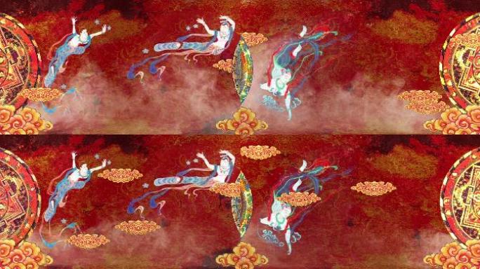 3SVJ藏族元素飞天背景素材敦煌壁画