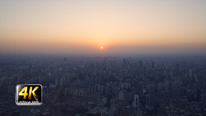 上海中心视角浦西夕阳落日美丽城市风景线