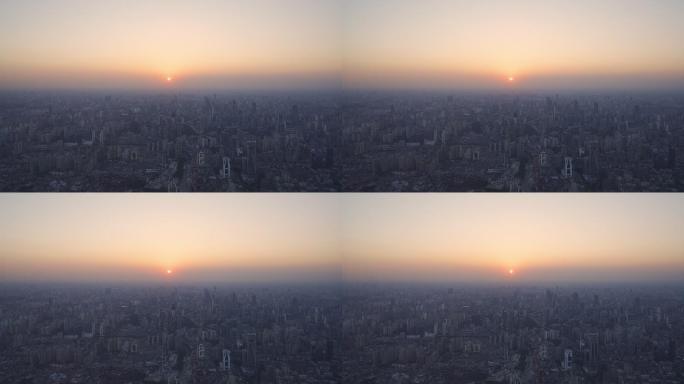 上海中心视角浦西夕阳落日美丽城市风景线