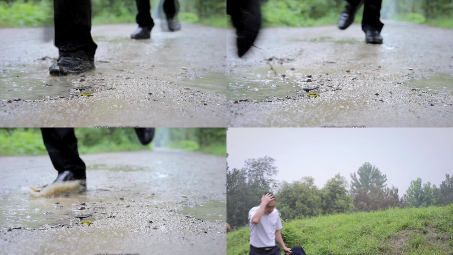 下乡扶贫冒雨前行