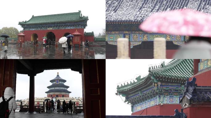 北京天坛，祈年殿游客，公园冬天