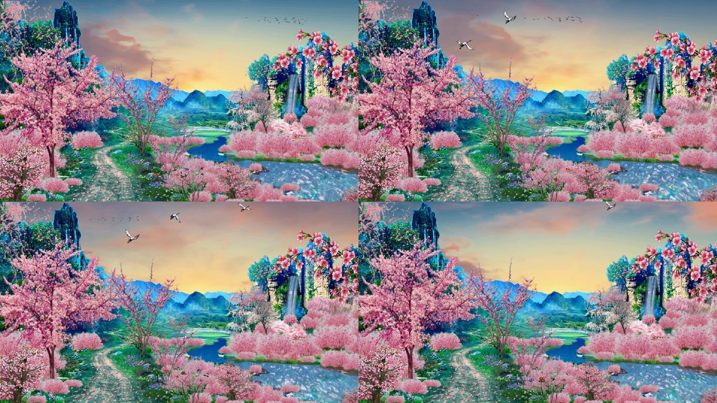唯美桃树林桃花林