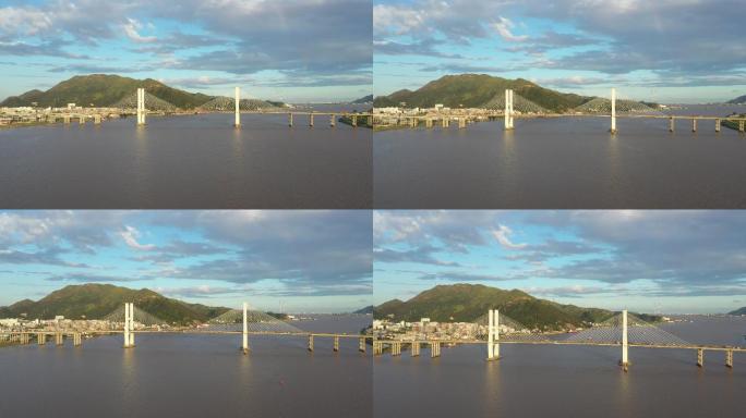 温州大桥航拍向前推升高