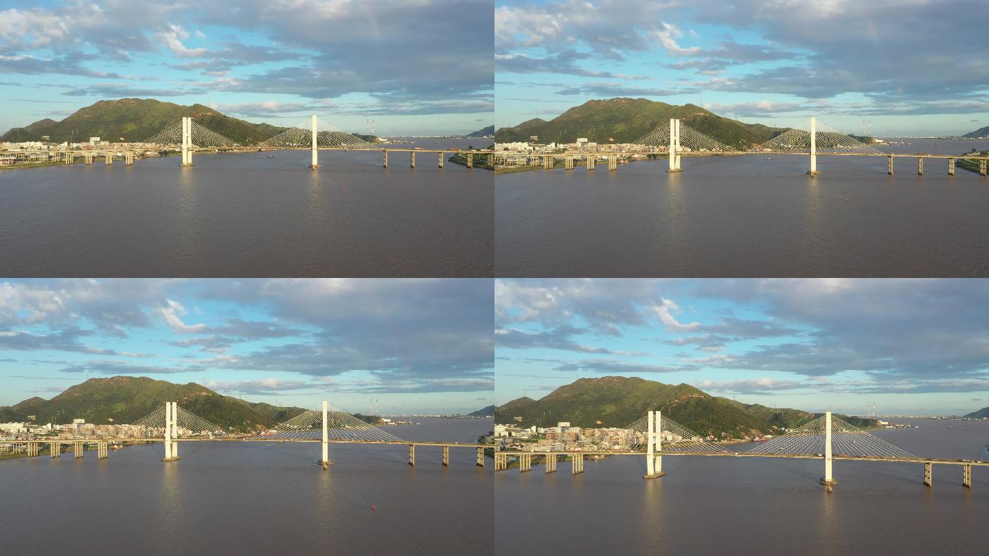 温州大桥航拍向前推升高