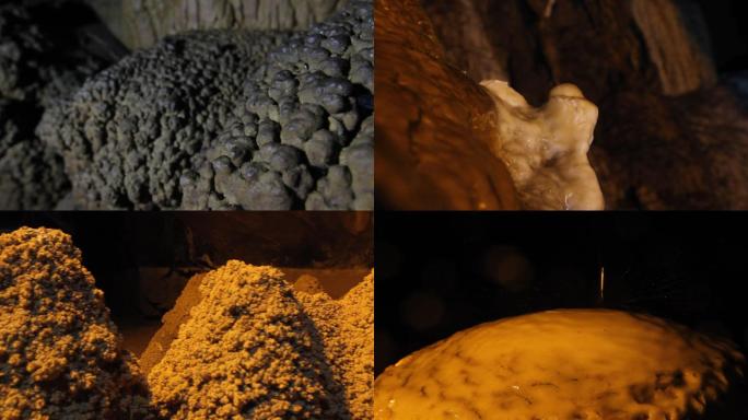 实拍岩洞里钟乳石滴水成长视频素材