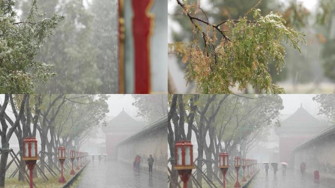 冬天，雪，古风伤感北京天坛草地雪景