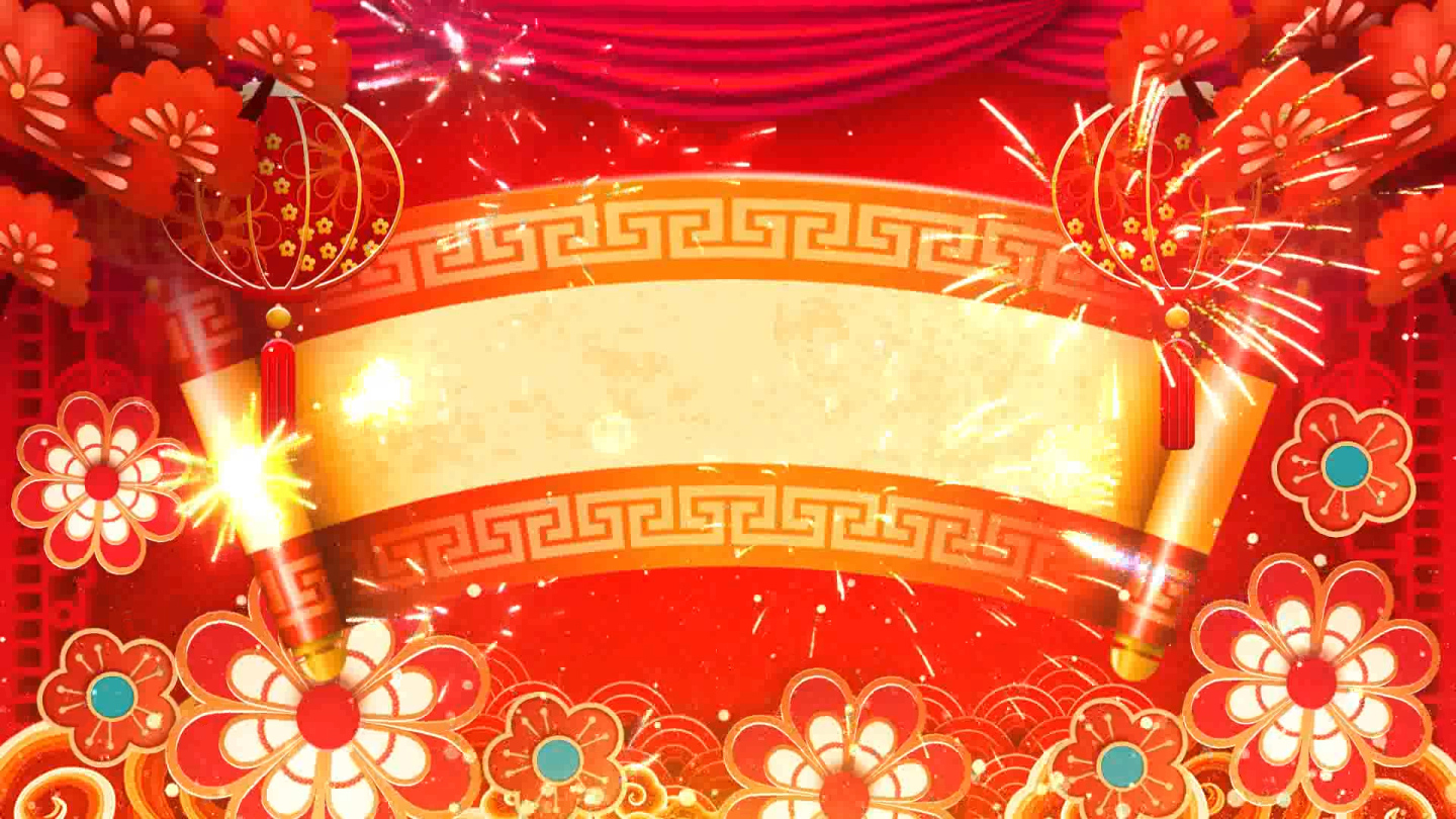 中国风灯笼古典戏台花纹LED舞台背景视频