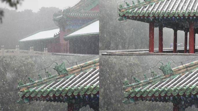 古建筑，下雪，屋檐大雪，北京天坛
