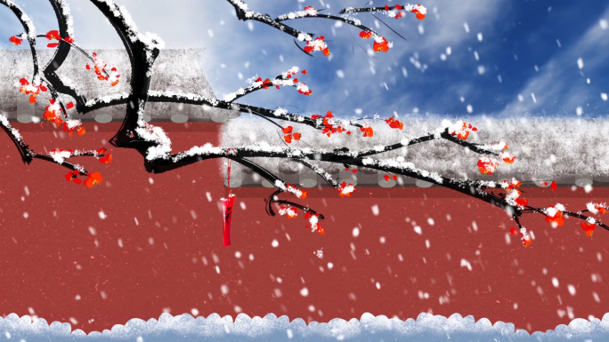 故宫雪景下雪LED背景视频