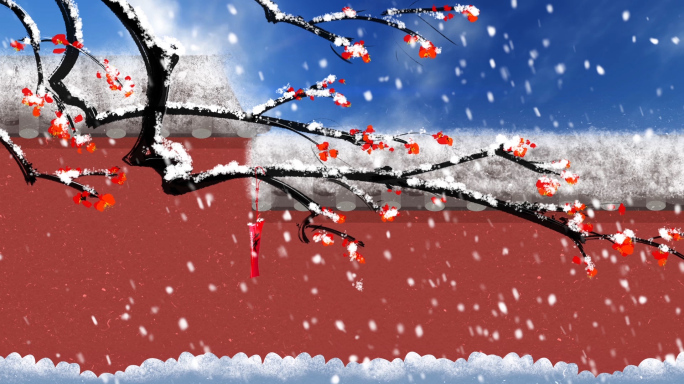 故宫雪景下雪LED背景视频