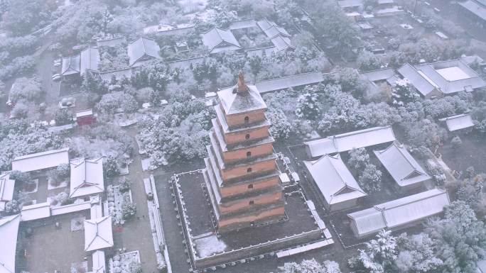 西安雪景航拍